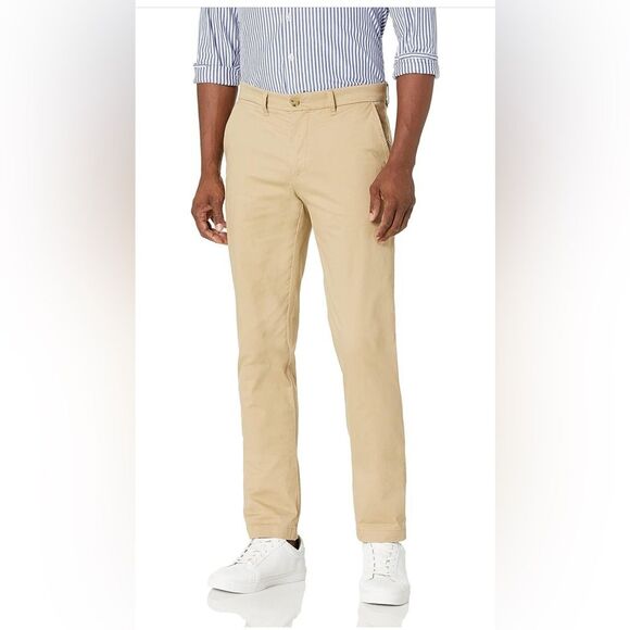Tommy Hilfiger Men's Stretch Cotton Chino Pants in Slim Fit Mallet 34 32 - Picture 1 of 11